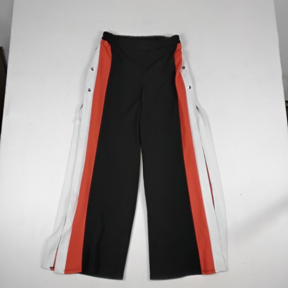 Starlette Womens Snap Side Track Pants Black Red White Wide Leg Tearaway Y2K L